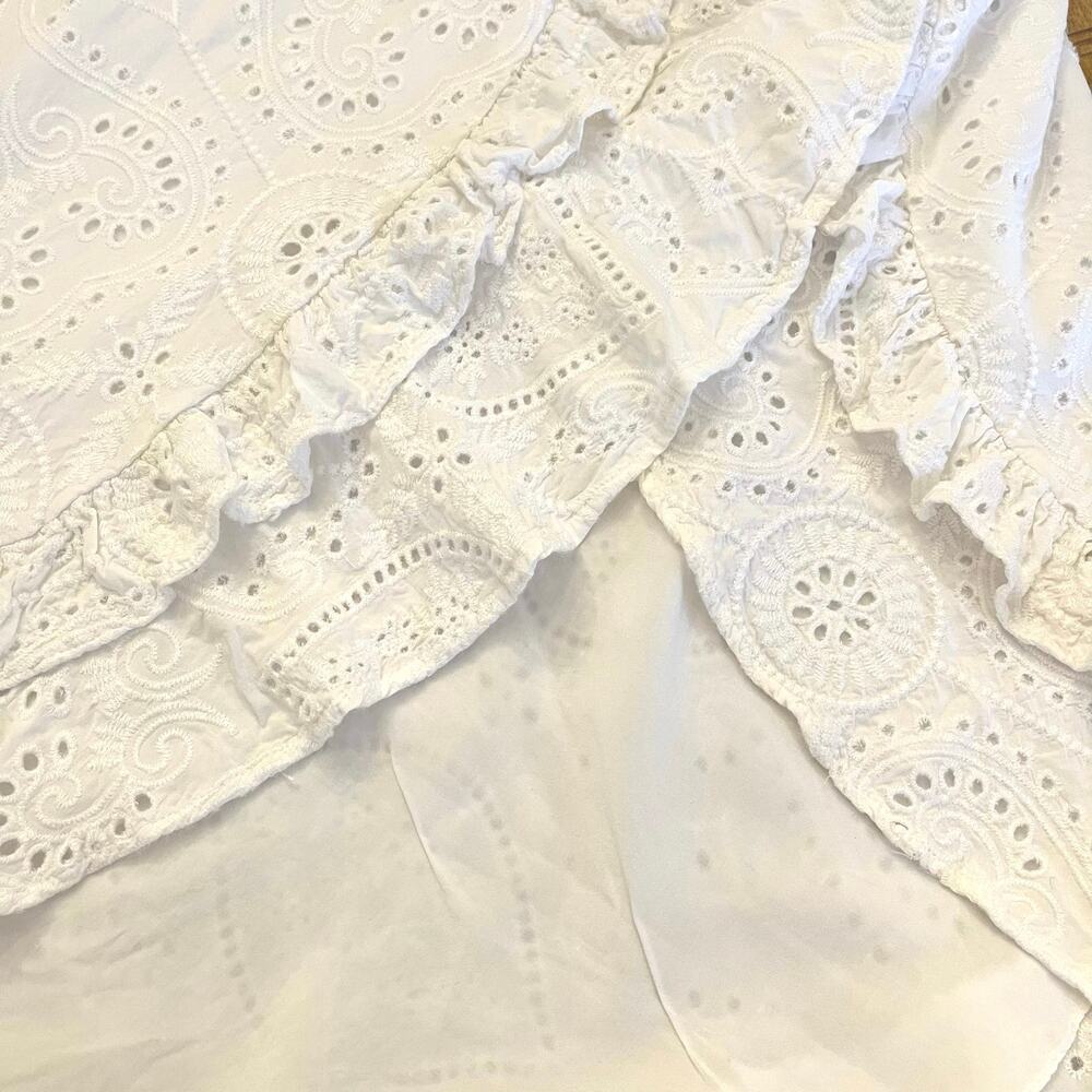 Encantadore Sarong Wrap Skirt Coverup M Eyelet Embroidered White Beach Resort - Picture 6 of 16
